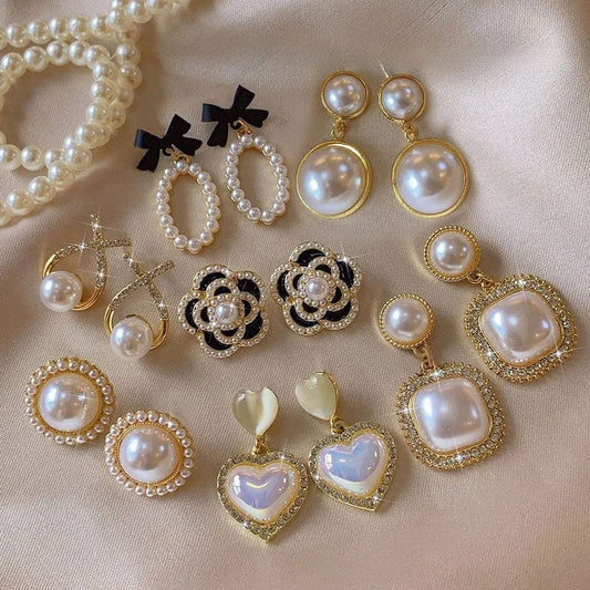 Jewelry CC Style Pearl Vintage Earrings