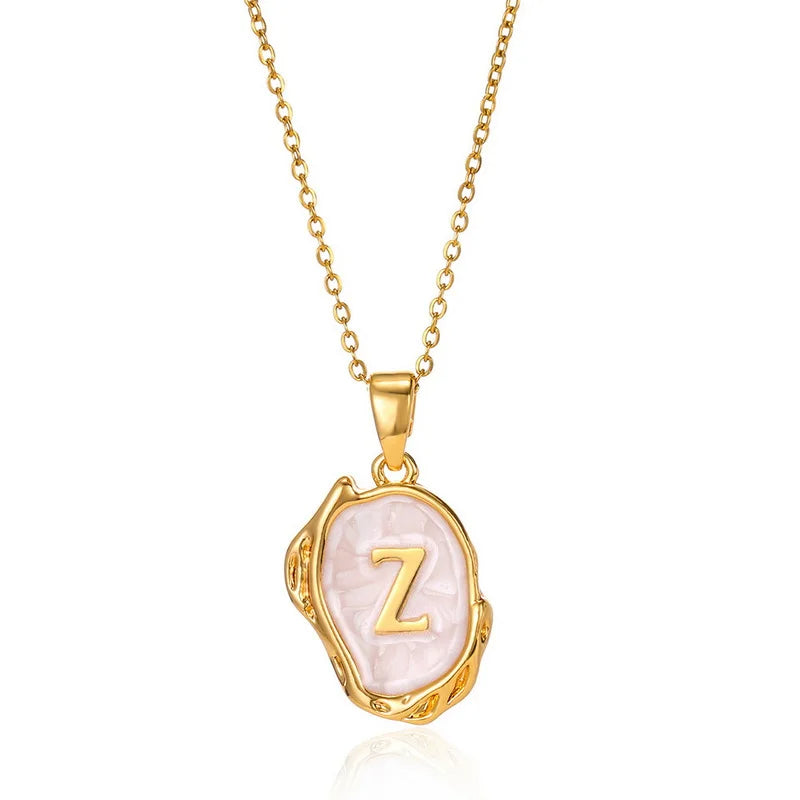 A-Z Alphabet Gold Plated Stainless Steel Pendant Necklace