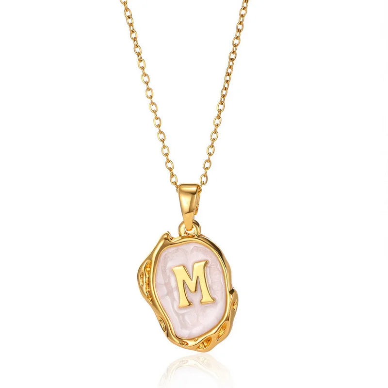 A-Z Alphabet Gold Plated Stainless Steel Pendant Necklace