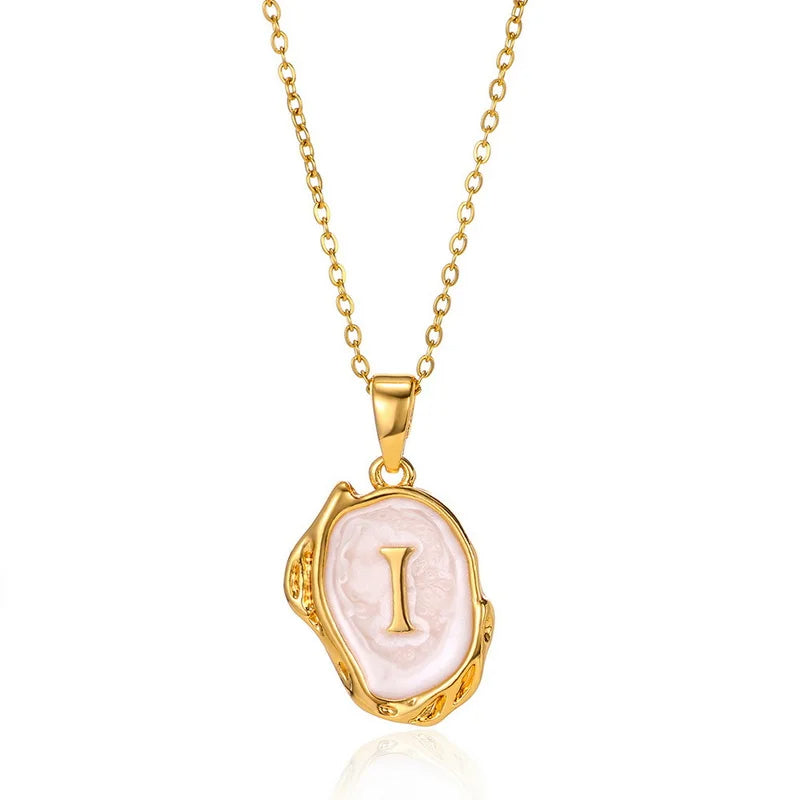 A-Z Alphabet Gold Plated Stainless Steel Pendant Necklace